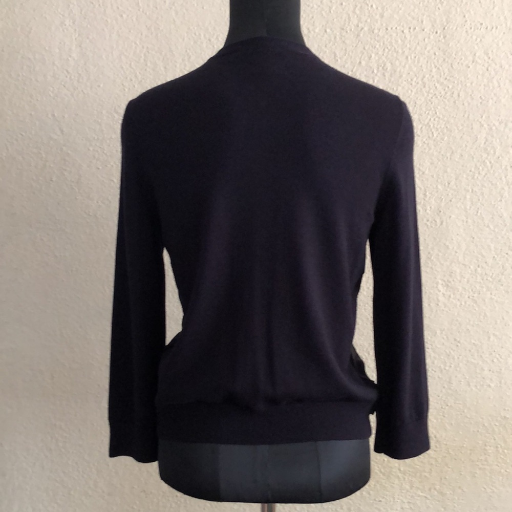 Tory Burch 3/4 sleeve cardigan in a deep Navy Sz S - Picture 2 of 8